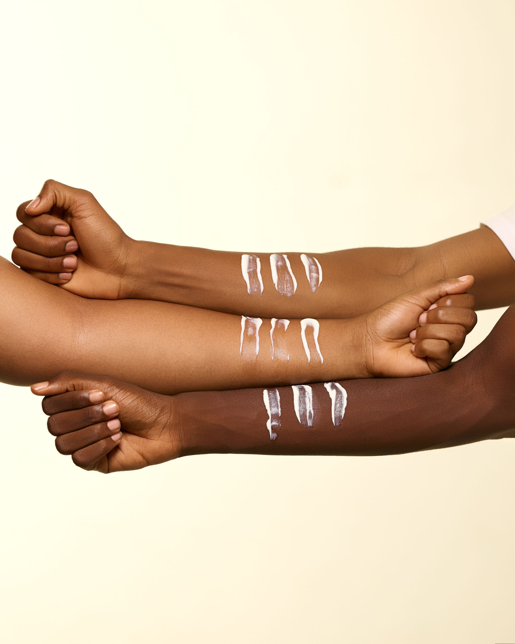 Swatches across a range of skin tones
